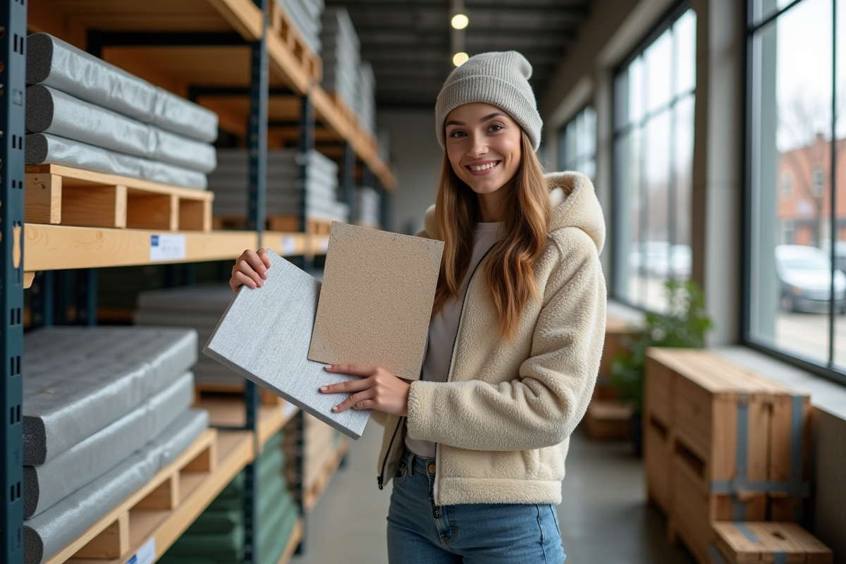 Jeune femme comparant des échantillons d