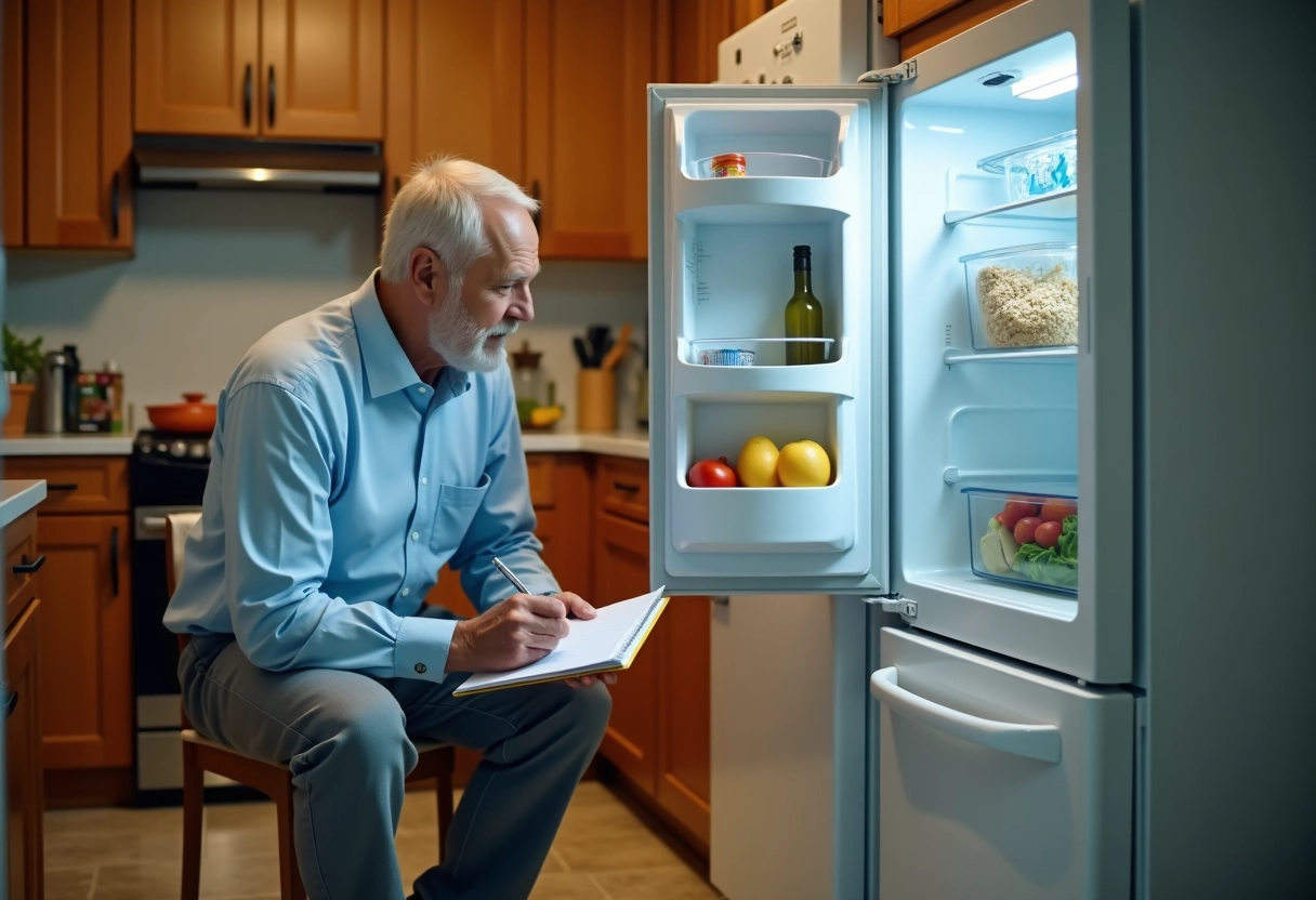 Homme âgé inspectant l
