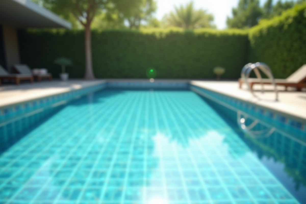 Piscine extérieure étincelante avec eau claire et jardin